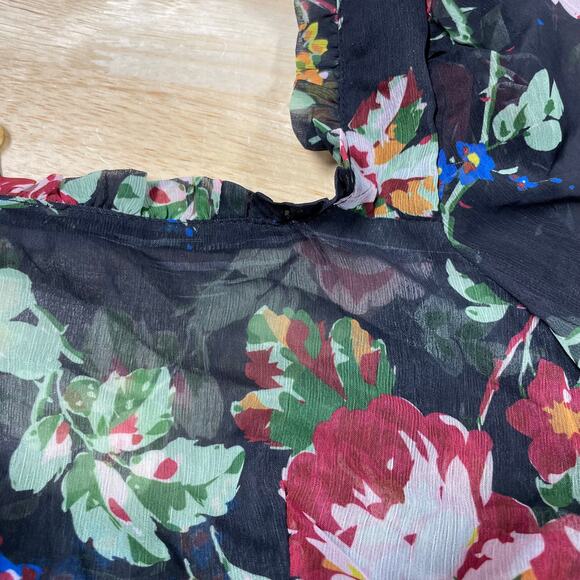 byTiMo NWT Rose Field Wrap Dress Midi Floral Size S Ruffle Trim Long Sleeves - Picture 12 of 12